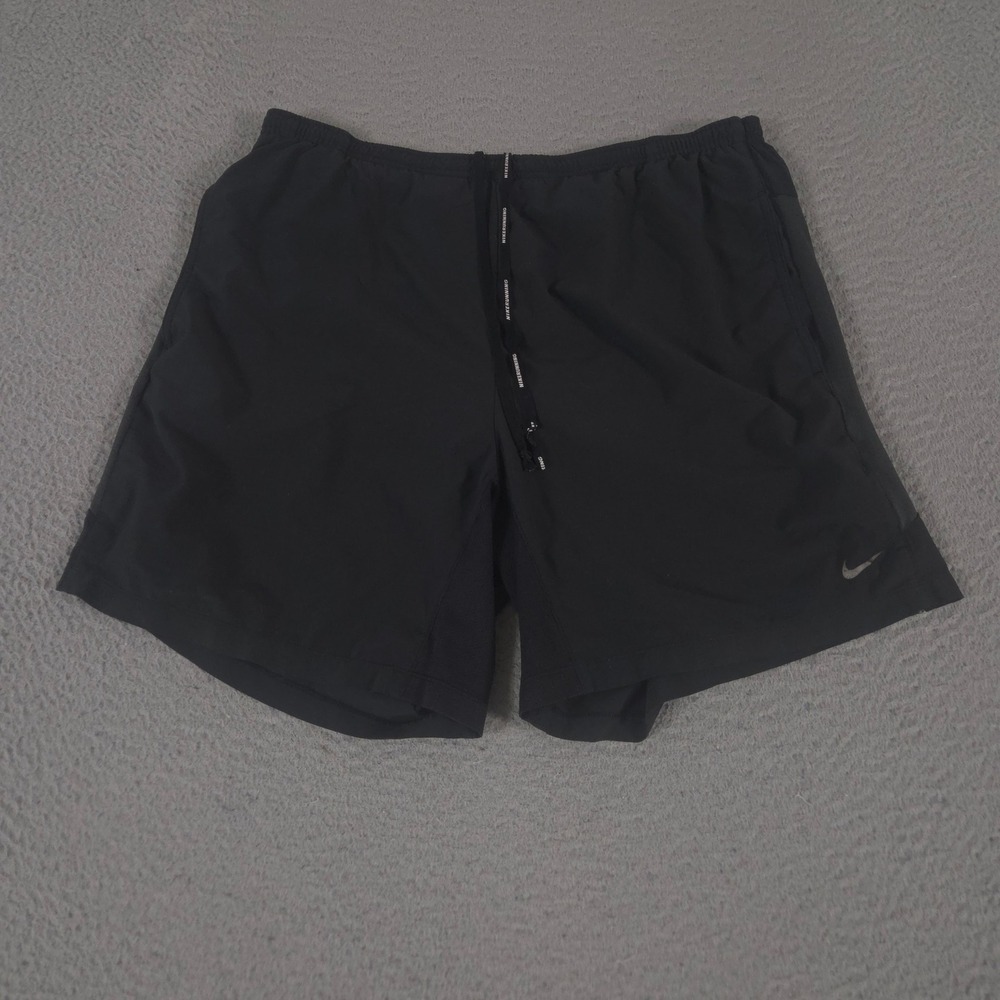 Nike Shorts Mens XL Black Running Brief Lined Dri-FIT Mesh Athletic Training